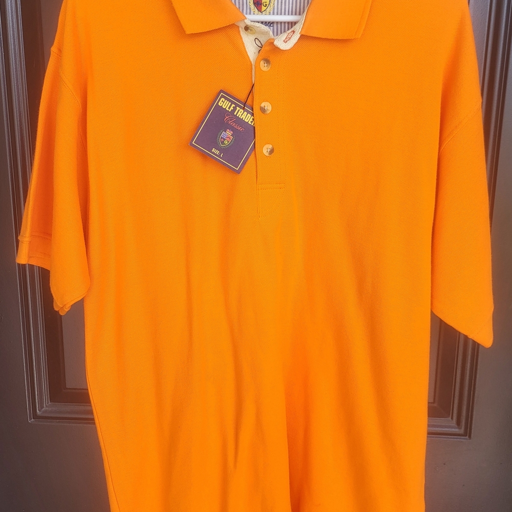 Vintage Gulf Traders Classic New  Men Polo Large Orange